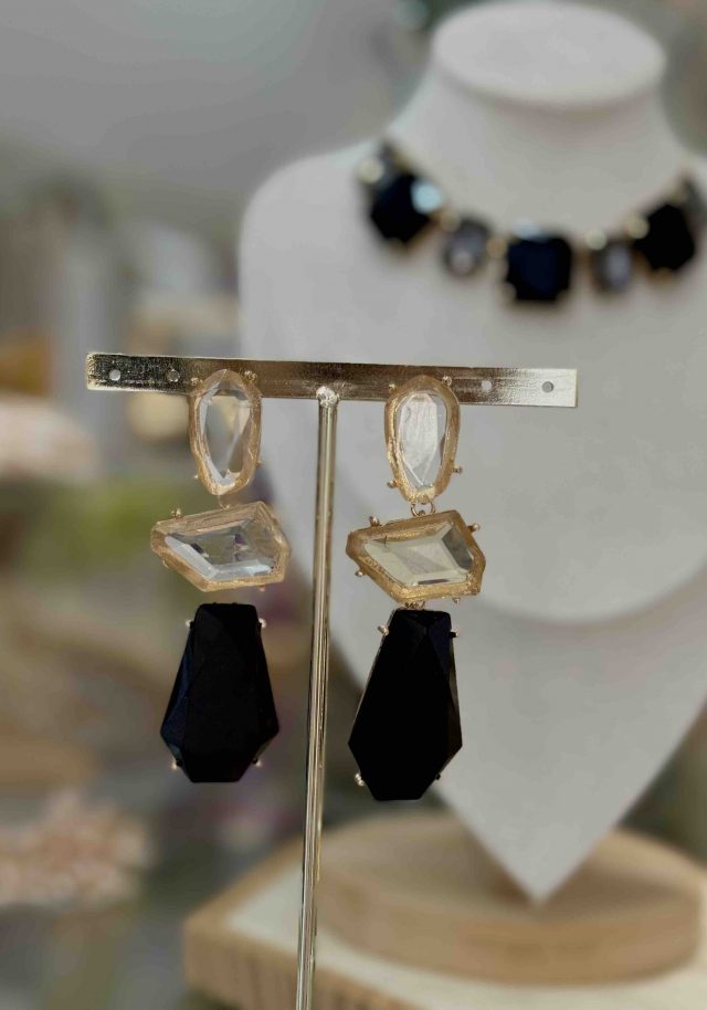 Pendiente Cristal Negro